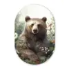 Bruine beer - Wilde dieren - Bloemen - Planten Wandcirkel Ovaal Forex klein -3d