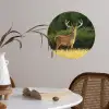Hert - Gewei - Gras - Natuur - Dieren - Groen Wandcirkel behangsticker klein -sfeer3