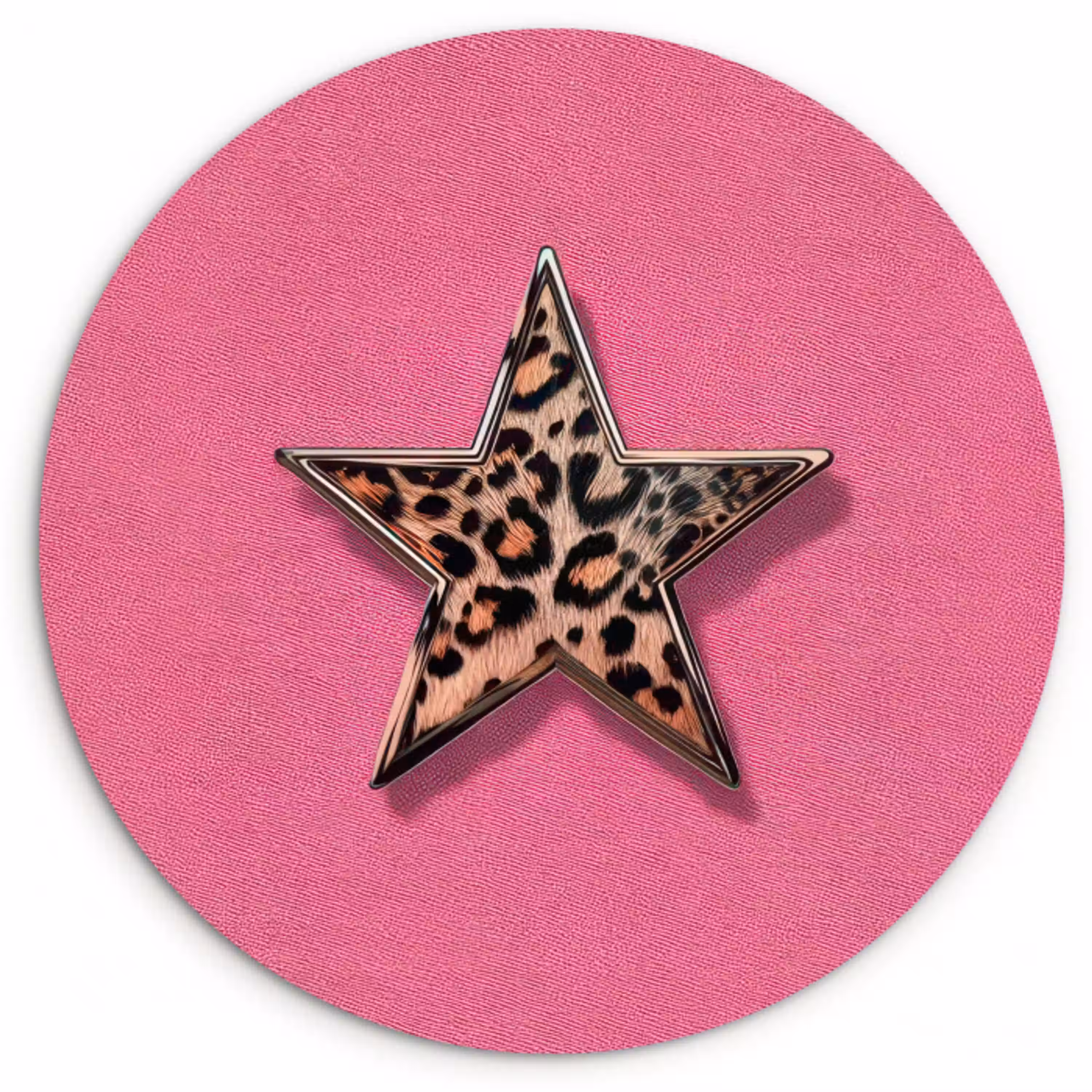 Ster - Luipaard - Print - Roze Wandcirkel plexiglas klein -3d