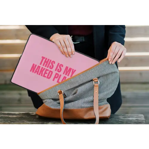 Tekst - Modern - Roze laptophoes neopreen klein -tas
