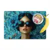 Vrouw - Bloemen - Vlinders - Blauw - Abstract Placemat vinyl groot -zzzproduct_Kitchenyeah-website