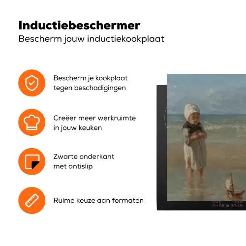 Kinderen der zee - Schilderij van Jozef Israëls Inductie beschermer vinyl 3mm klein -zzzzzzz-td-ups