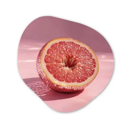 Grapefruit - Roze - Disco - Shiny Wandcirkel Organisch Aluminium middel -3d