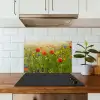 Lente - Bloemen - Rood - Klaproos - Gras - Groen keuken achterwand spatscherm klein -sfeer2