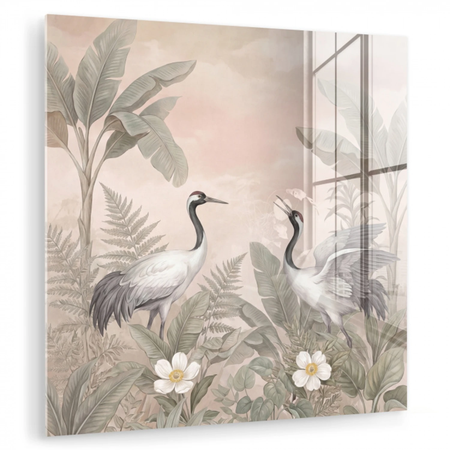 Kraanvogels - Natuur - Roze plexiglas 5mm klein -zzzproduct_nieuw