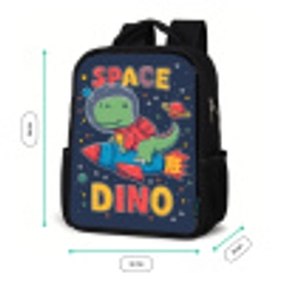 Dino - Raket - Kleurrijk Rugzak - Zwart middel -productfoto_formaten