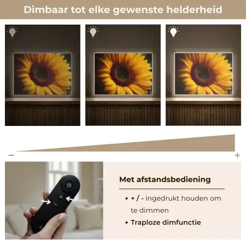 Geel - Zonnebloem - Zomers Light Box met batterij (Wandlamp) middel -USP_dimbaarNL