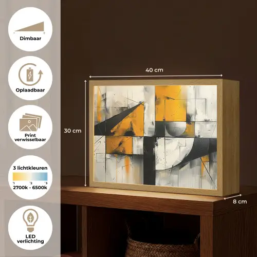 Geel - Abstract - Modern - Vormen Light Box met batterij (Wandlamp) middel -USP_websiteoverzichtNL