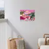 Stad - Roze - Palmbomen tuinposter los doek klein -sfeer8
