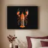 Kreeft - Oranje - Zwart - Modern Textielframe zwart klein -sfeer1