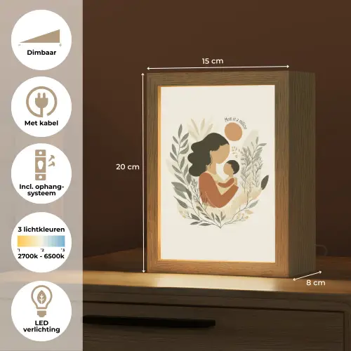 Illustratie - Quote - Moeder Light Box met kabel (Tafellamp) klein -USP_NL