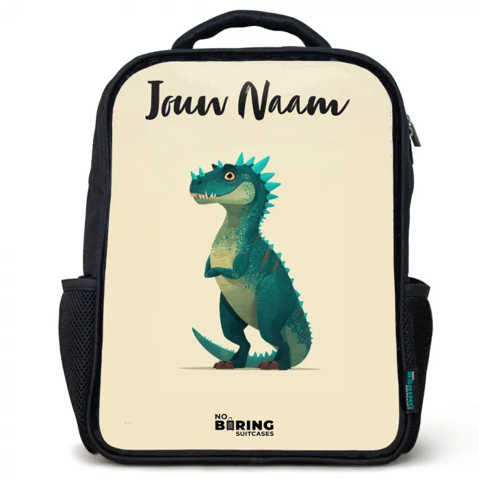 Dino - Dier - Blauw - Groen Rugzak - Zwart middel -3d