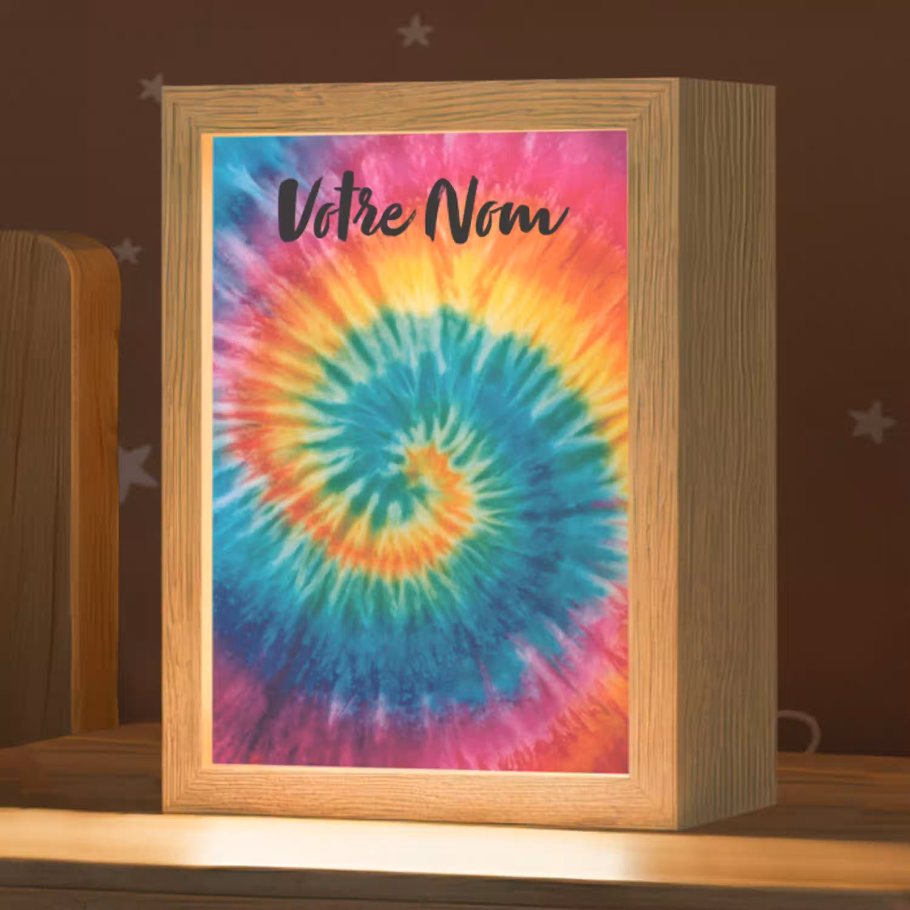 Tie Dye - Regenboogtinten - Klassiek Light Box met kabel (Kinderlampje) klein -zzz_3d_website