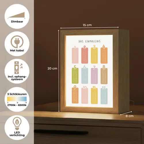 Educatief - Leren rekenen - Kleurrijk - Vermenigvuldigingstabel Light Box met kabel klein -USP_NL