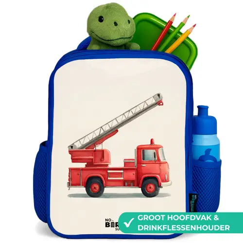 Brandweerwagen - Getekend - Rood Kinderrugzak - Blauw middel -inhoud_NL