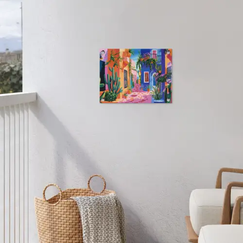 Geel - Blauw - Oranje - Huis tuinposter los doek klein -sfeer8