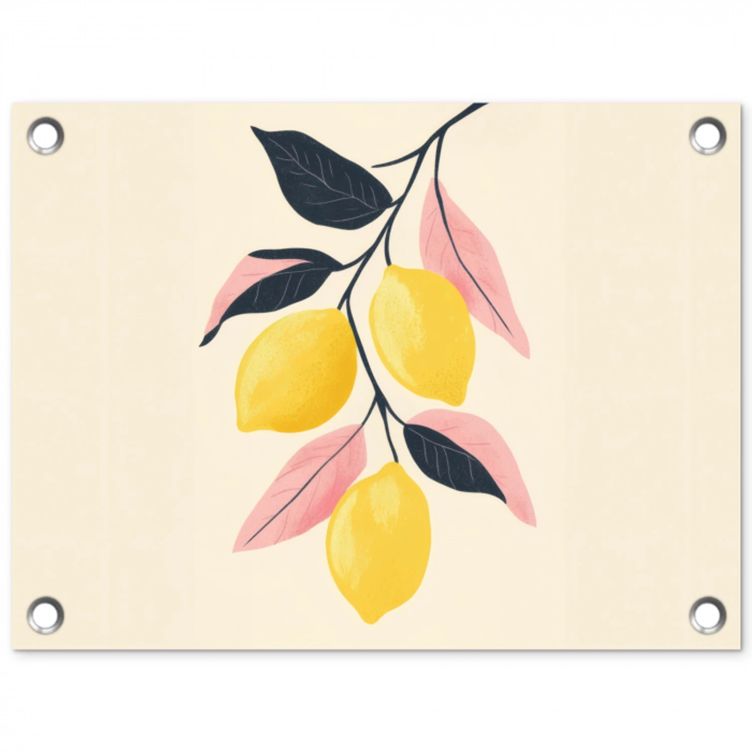 Citroenen - Felgeel - Tak - Bladeren tuinposter los doek klein -3d