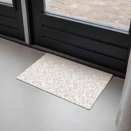 Beige - Patroon - Spiraal Deurmat klein 898 -sfeer2