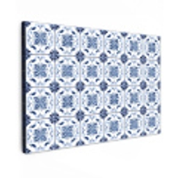 Patroon - Tegel - Blauw Tuinposter op houten frame 2 cm dik klein 845 -3d