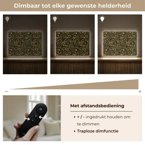 Spat - Waterverf - Geel - Zwart Light Box met batterij (Wandlamp) middel 907 -USP_dimbaarNL