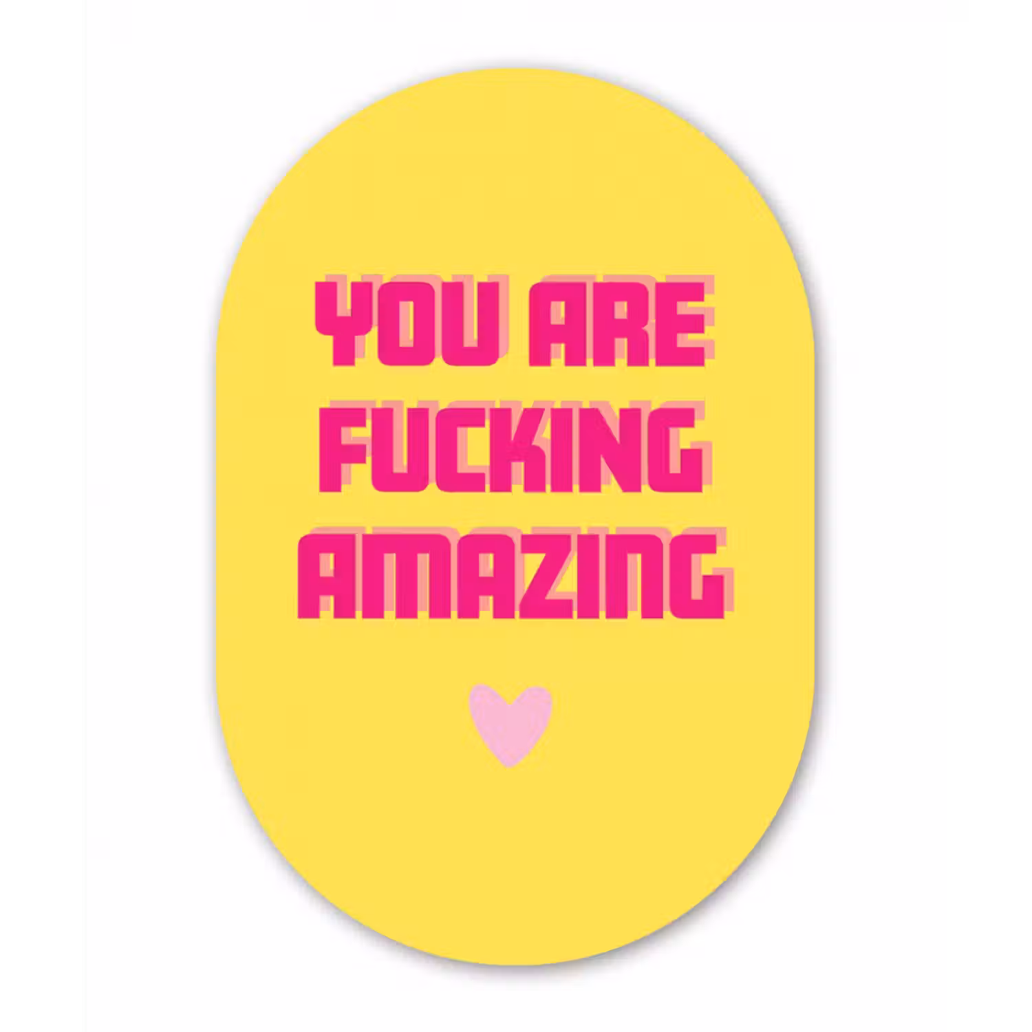 Glasbild Oval - Gelb - Valentinstag - Text