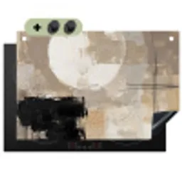 Abstract - Cirkel - Modern - Beige - Zwart - Minimalistisch Inductie beschemer met haakjes klein -3d