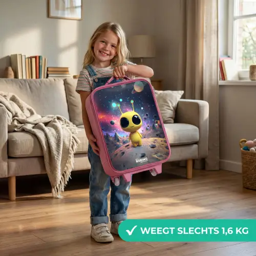 Vrolijk buitenaards wezentje Kinderkoffer - Roze klein -sfeer2_NL