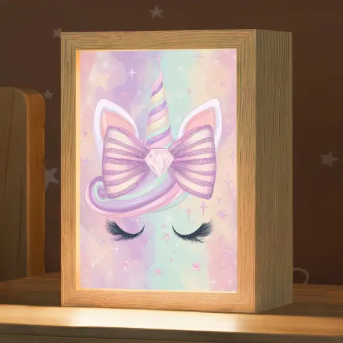 Eenhoorn - Glitters - Regenboog - Pastel Light Box met kabel klein -zzz_3d_website