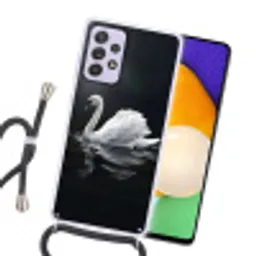 Zwaan - Water - Natuur - Realistisch - Wit Hoesje Samsung Galaxy A52 5G met koord klein -sfeer1