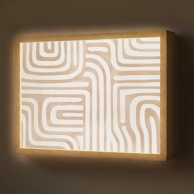Lightbox - Wandlamp - Aardetinten - Labyrintpatroon