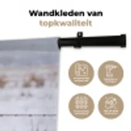 Sneeuwuil - Hek - Sneeuw - Wit Wandkleed katoen klein -sfeer2