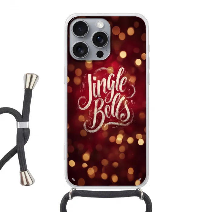 Jingle - Bells - Kerst - Rood Hoesje iPhone 16 Pro Max met koord klein -3d