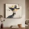 Vrouw - Hoed - Verf Textielframe zwart klein -sfeer3