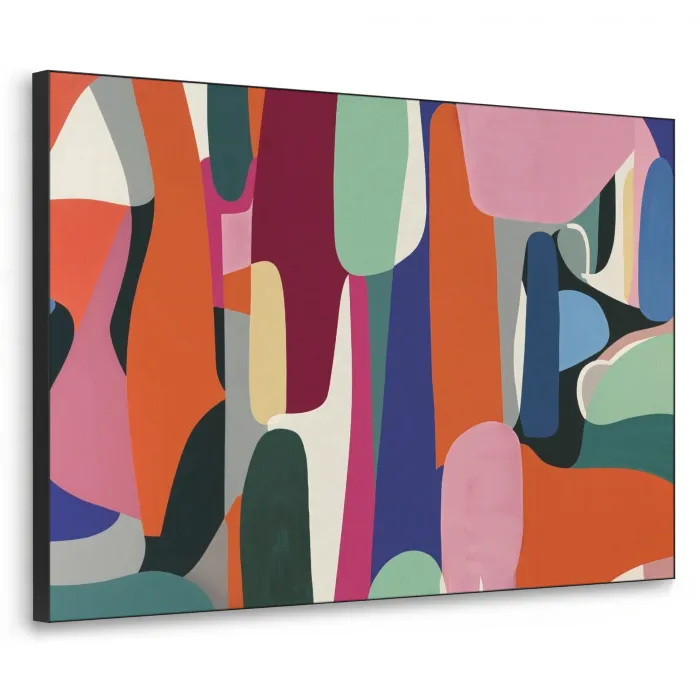 Vormen - Ritmisch - Kleuren - Abstract Textielframe zwart klein -3d