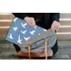 Vogels - Wit - Patroon laptophoes neopreen klein -tas