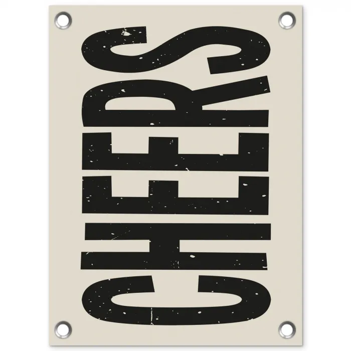Cheers - Japandi - Zwart - Letters tuinposter los doek klein -3d