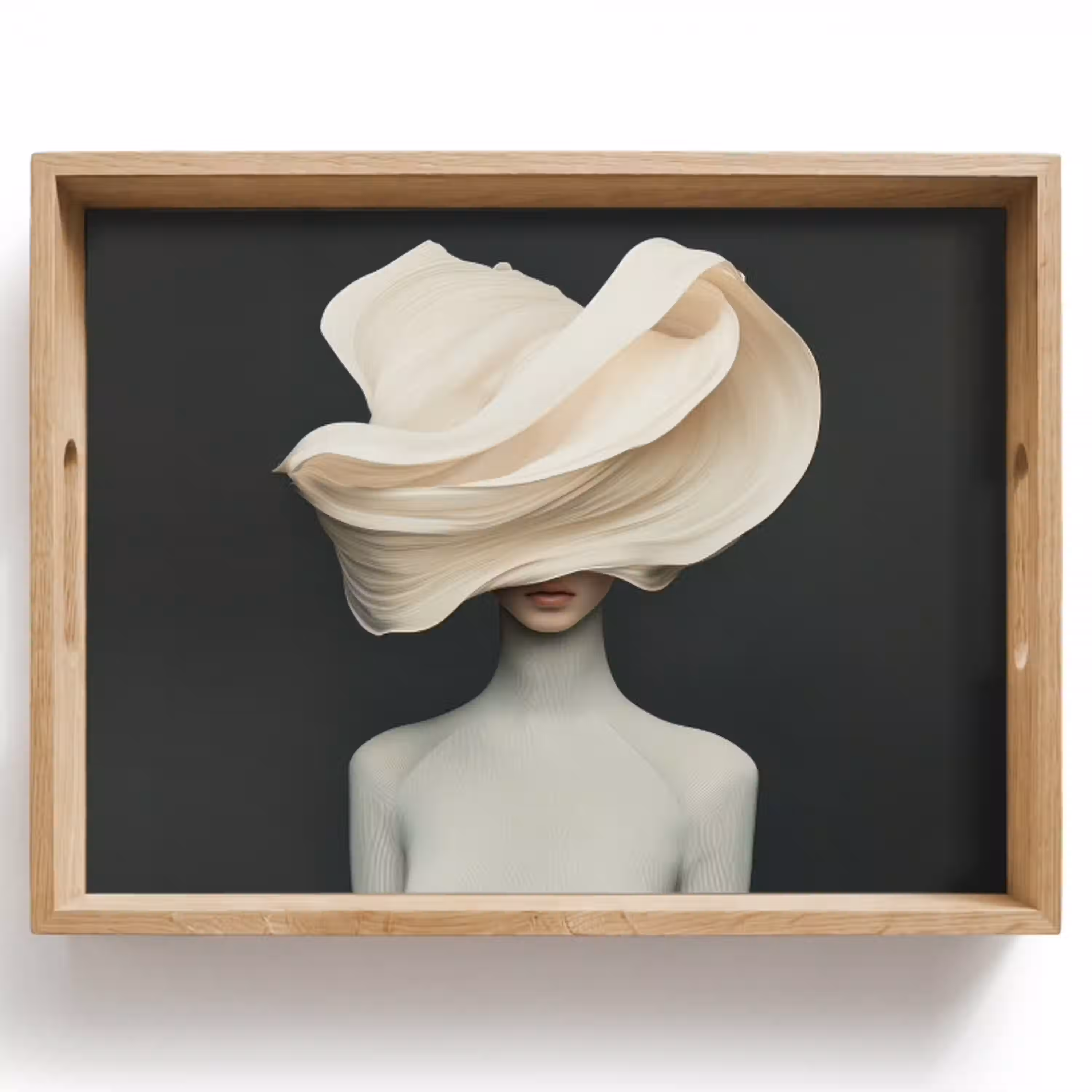 Vrouw - Beige - hoed Dienblad Rechthoek middel -z3d_shopping