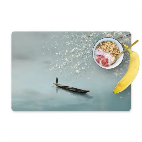 Bloesems - Minimalistisch - Wateroppervlak - Boot Placemat vinyl groot -zzzproduct_Kitchenyeah-website