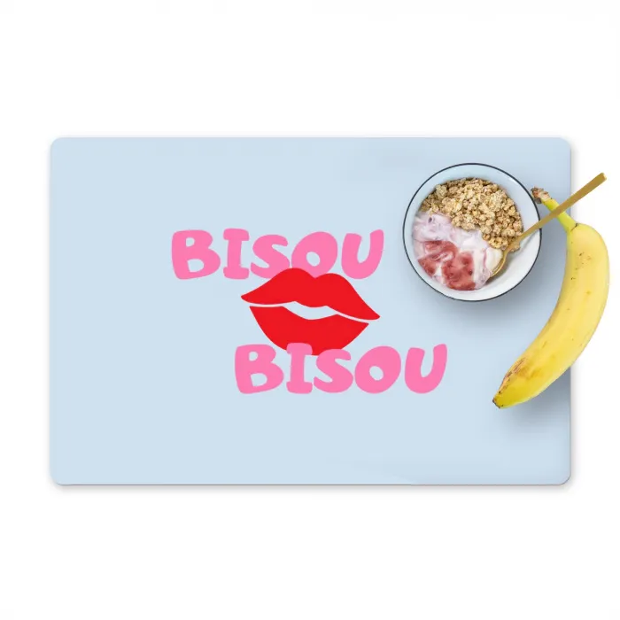 Lippen - Bisou - Blauw Placemat vinyl groot -zzzproduct_Kitchenyeah-website