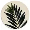 Palmblad - Donkere bladen - Subtiel Wandcirkel kunststof plaat 5mm dik klein -3d