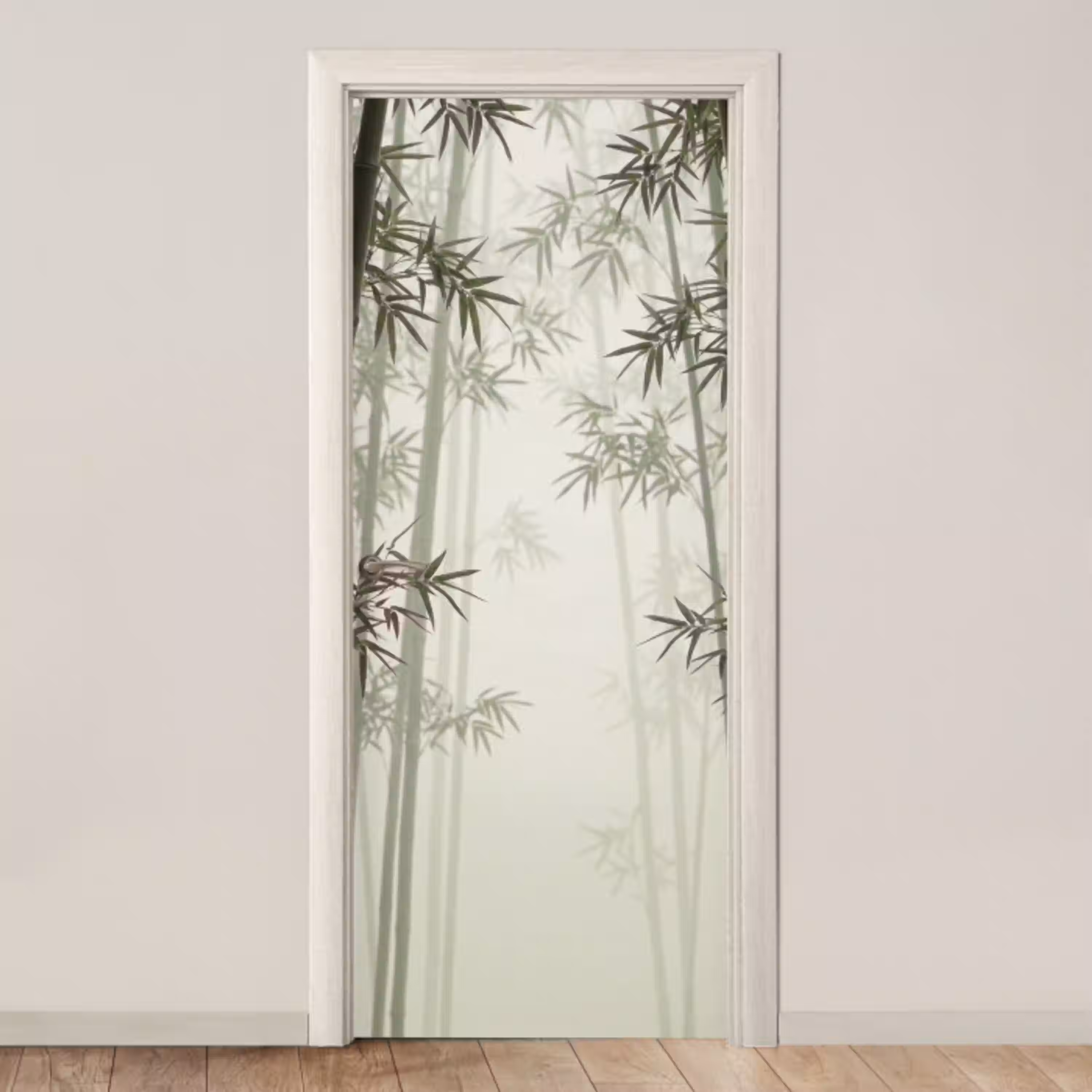 Bamboe - Bos - Mist - Natuur deurposter klein -3d_beige