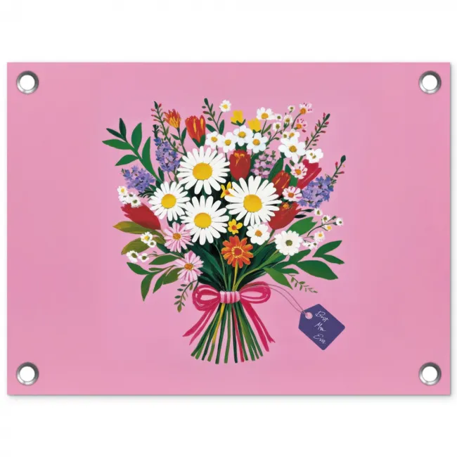 Bloemen - Quote - Kaartje - Kleurrijk tuinposter los doek klein -3d