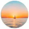 Zee - Zeilboot - Zonsondergang Wandcirkel kunststof plaat 5mm dik klein -3d