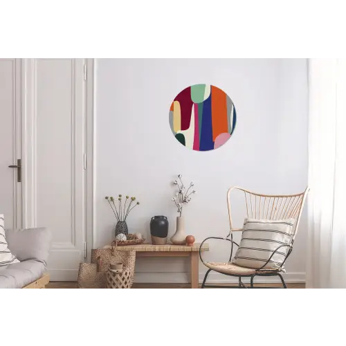 Vormen - Ritmisch - Kleuren - Abstract Wandcirkel aluminium klein -woonkamer