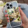 Dorp - Zon - Kraampjes - Huizen Hoesje iPhone 16 Pro Max met koord klein -sfeer3