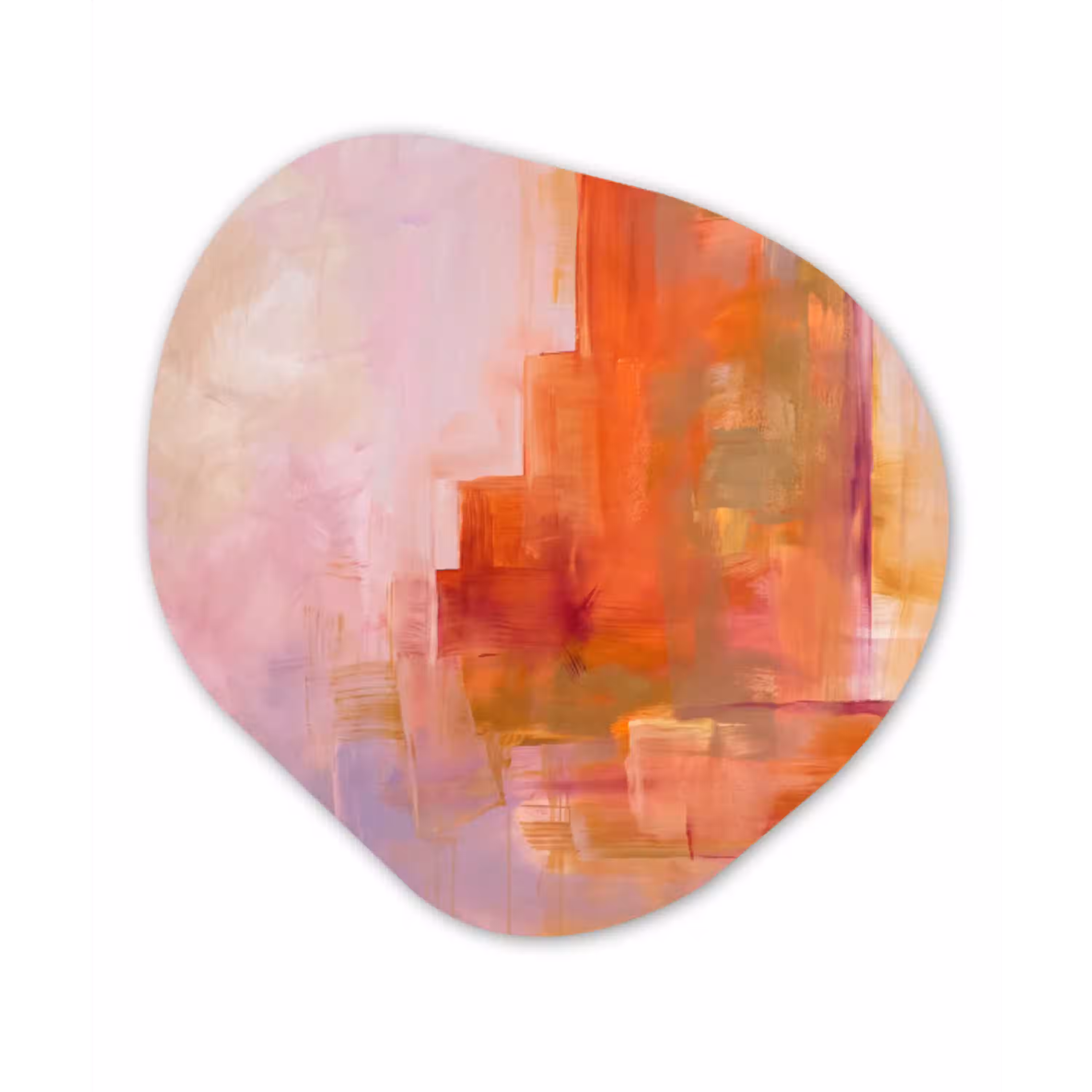 Abstract - Borstelstreken - Kunst - Paars - Goud Wandcirkel Organisch Forex 3mm klein -3d