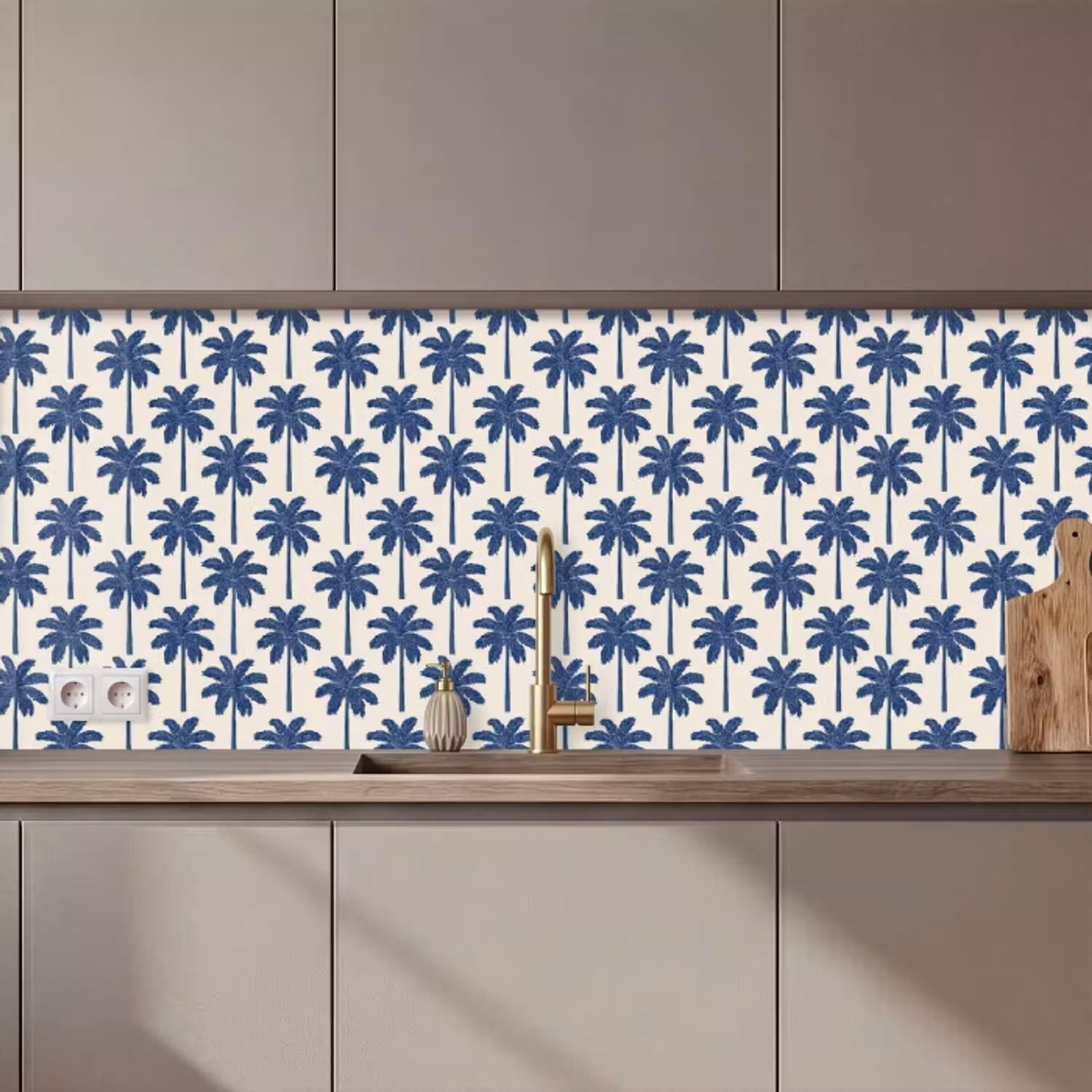 Symmetrisch - Palm - Blauw keuken achterwand 2 middel 871 zz_3dshopping