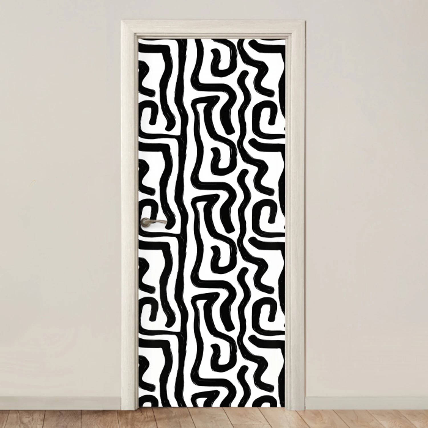 Modern - Lijnen - Zwart deurposter klein 289 -3d_beige