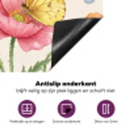 Vlinders - Klaprozen - Illustratie - Kleurrijk Inductie beschermer vinyl 3mm middel -zzzzzzz-cc-onderkant