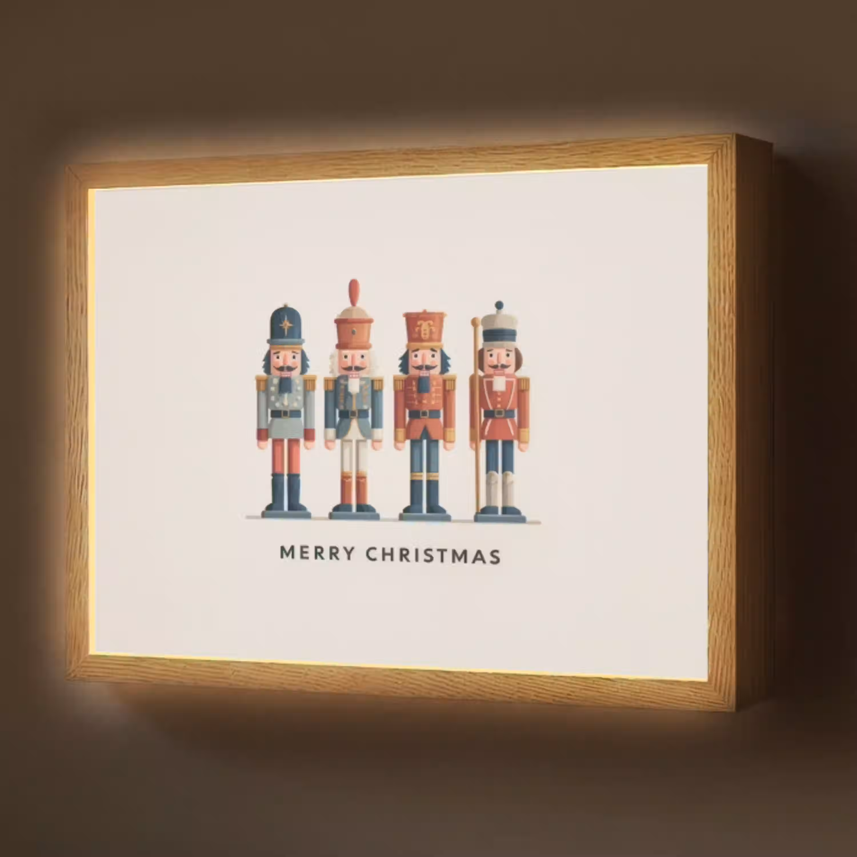 Notenkrakers - Minimalistisch - Kerst - Beige Light Box met batterij (Wandlamp) middel -z3d_website